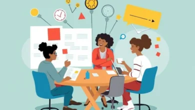 Grupo diversificado de freelancers colaborando.