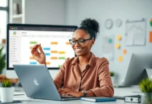 Profissional gerenciando agenda com confiança e eficácia