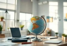 Um ambiente de trabalho brilhante simbolizando o empreendedorismo sustentável.