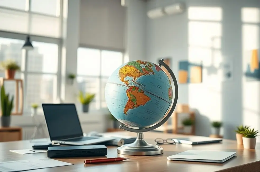 Um ambiente de trabalho brilhante simbolizando o empreendedorismo sustentável.