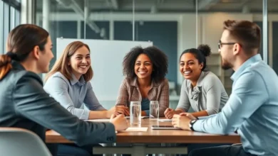 Grupo de empreendedores participando ativamente de uma sessão de mentoria.