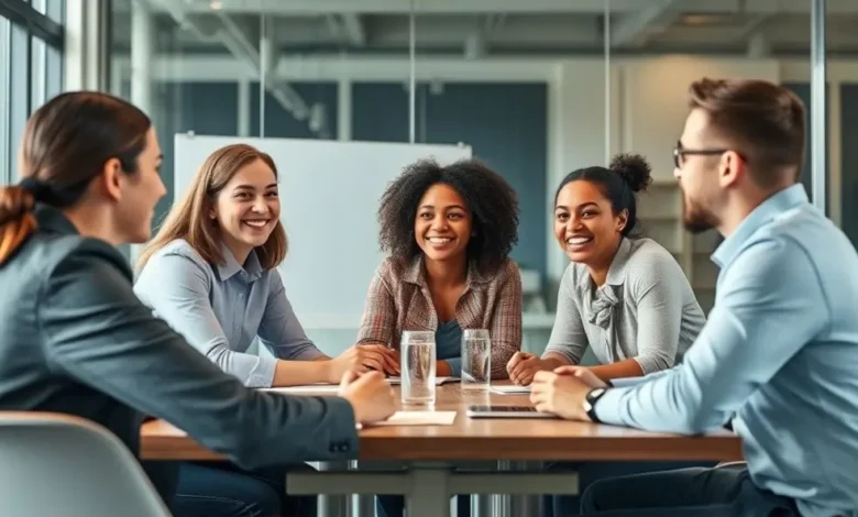 7 Passos para se Tornar um Mentor de Sucesso e Atrair Mentorados - Web Nômade Digital Grupo de empreendedores participando ativamente de uma sessão de mentoria.