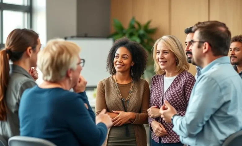 7 Estratégias Eficazes para Estruturar Programas de Mentoria Empresarial de Alto Impacto - Web Nômade Digital Mentores e mentorados envolvidos em uma discussão animada.