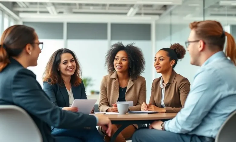 8 Estratégias para Estruturar uma Mentoria Empresarial de Alto Impacto - Web Nômade Digital Grupo de profissionais engajados em uma sessão de mentoria empresarial.