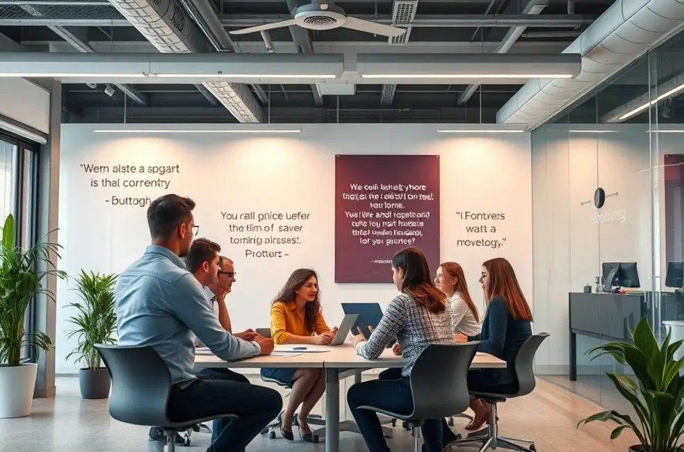 Profissionais colaborando em um ambiente de mentoria empresarial.