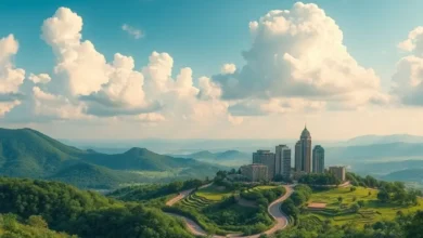 Natureza combinada com elementos de negócios que representam sustentabilidade.