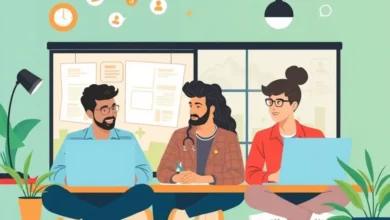 Grupo de empreendedores digitais colaborando em um ambiente de trabalho remoto.