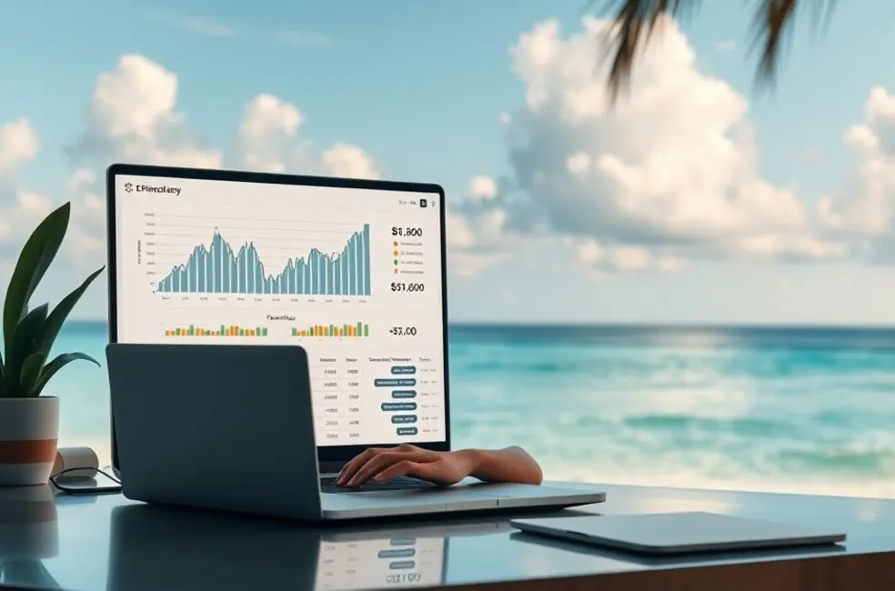 Espaço de trabalho inspirador para nômades digitais focados em lucratividade.