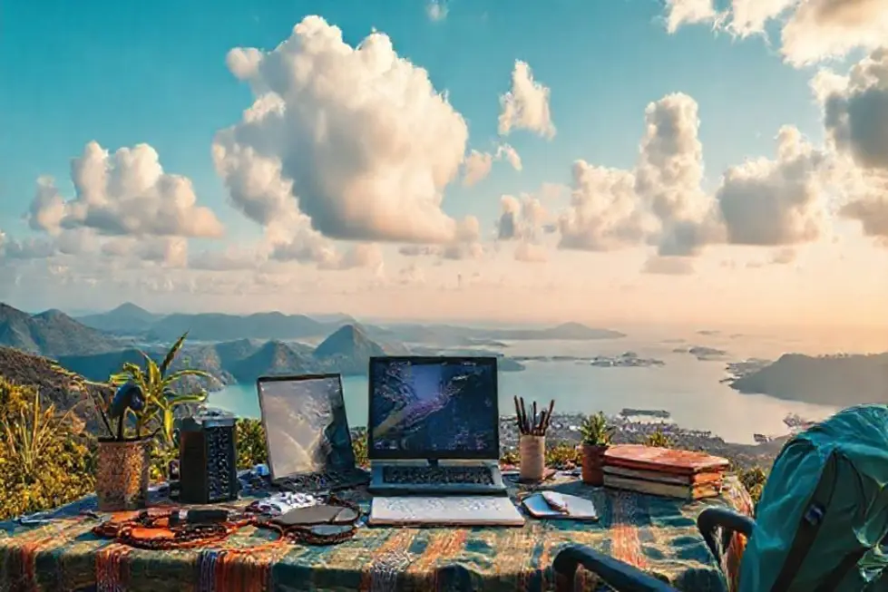 8 Estratégias de Gestão Estratégica para Aumentar Seus Lucros como Empreendedor Nômade Digital - Web Nômade Digital Imagem representativa do estilo de vida nômade digital focado em gestão estratégica e produtividade.