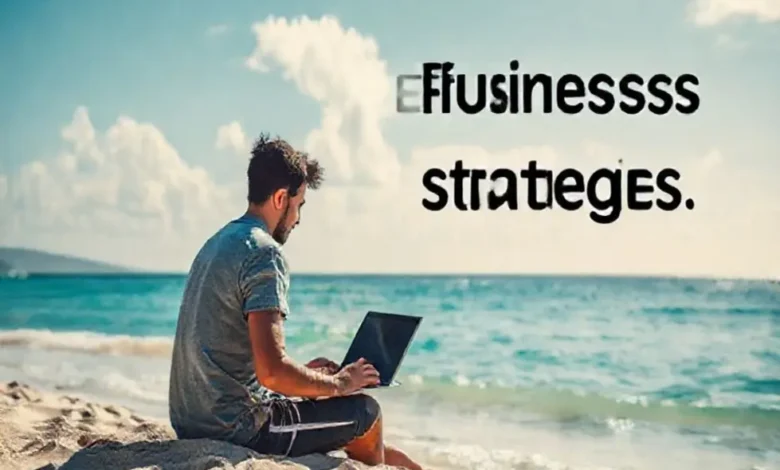 Nômade digital trabalhando em uma praia