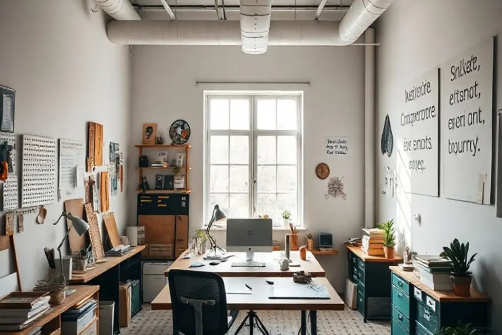 Ambiente de trabalho inspirador, ideal para novas ideias de empreendedorismo.