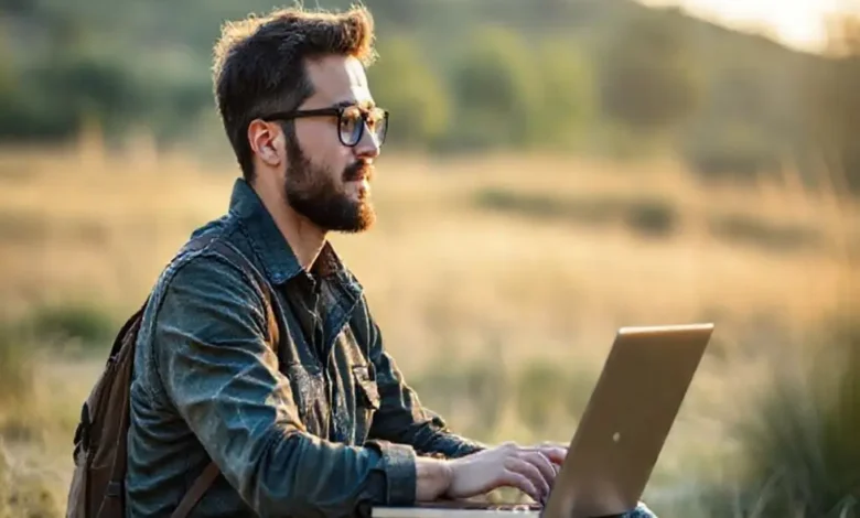 Nômade digital buscando sucesso através da otimização de seus negócios.