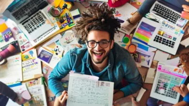 Freelancer com uma agenda lotada, simbolizando sucesso e produtividade.