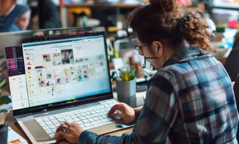 Freelancer em uma chamada de vídeo organizando sua agenda cheia de clientes.