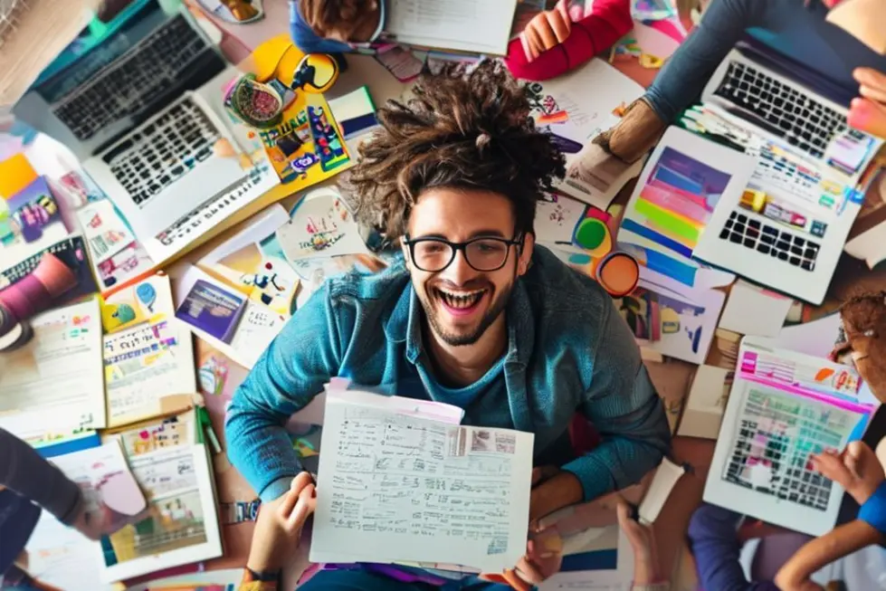 Freelancer com uma agenda lotada, simbolizando sucesso e produtividade.