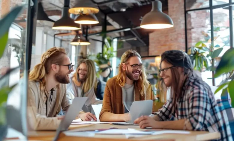 Profissionais autônomos trabalhando juntos em estratégias de agenda de clientes.