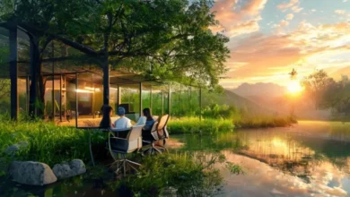 Imagem representando a harmonia entre o empreendedorismo digital e práticas sustentáveis.