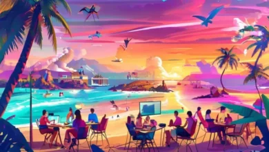 Empreendedores trabalhando em ambientes inspiradores no mundo digital.