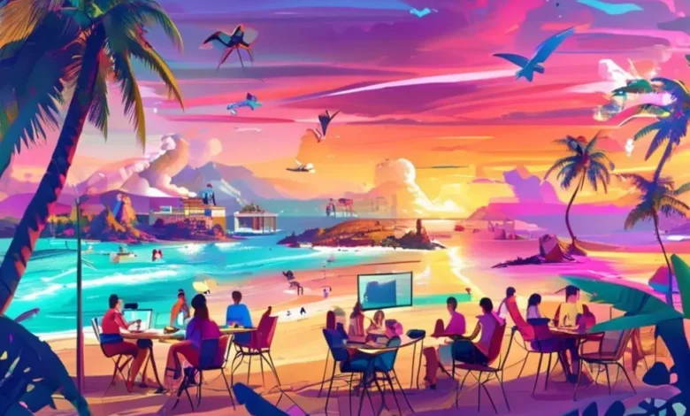 Empreendedores trabalhando em ambientes inspiradores no mundo digital.