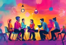 Imagem representativa da colaboração entre mentores e empreendedores.