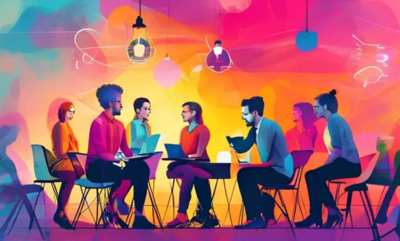 Imagem representativa da colaboração entre mentores e empreendedores.