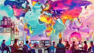 Imagem inspiradora de nômades digitais em diferentes lugares do mundo.