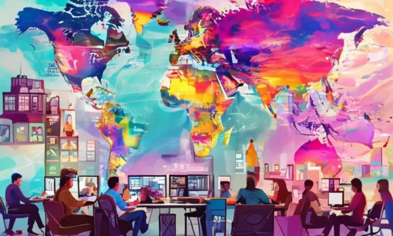 Imagem inspiradora de nômades digitais em diferentes lugares do mundo.