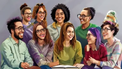 Grupo diversificado em uma sessão de mentoria empresarial.