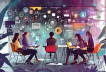 Grupo diverso de empreendedores discutindo estratégias para melhorar seus negócios.