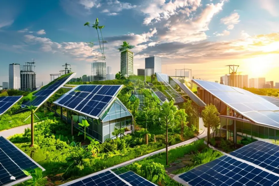 Cenário de negócios que destaca a prosperidade sustentável.