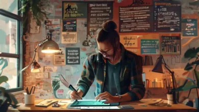 Empreendedor planejando estratégias de negócios em um ambiente de trabalho confortável.