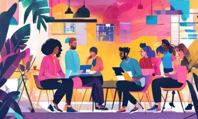 Indivíduos colaborando no espírito do empreendedorismo.