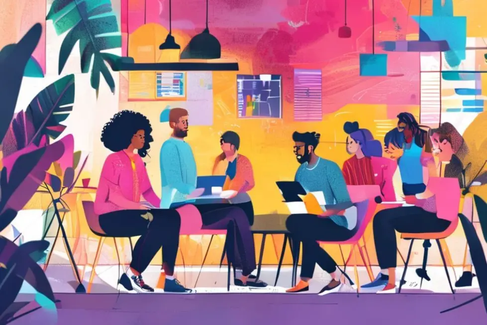 Indivíduos colaborando no espírito do empreendedorismo.