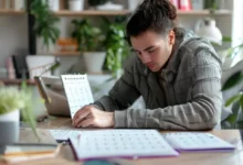 Profissional freelancer trabalhando em um escritório arrumado.