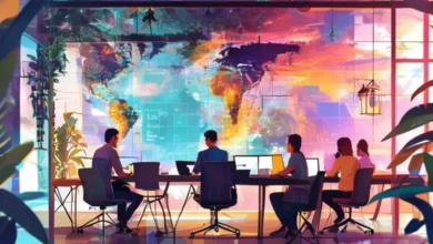 Nômades digitais trabalhando em ambientes inspiradores ao redor do mundo.