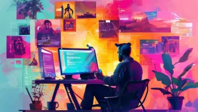 Um nômade digital trabalhando em diferentes locais.