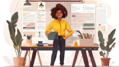 Freelancer com agenda de clientes em um ambiente de trabalho organizado.