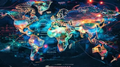 Mapa mundial refletindo a interconexão do trabalho remoto e práticas sustentáveis.