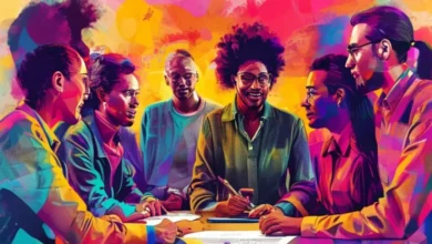 Mentores e mentorados em uma discussão dinâmica.