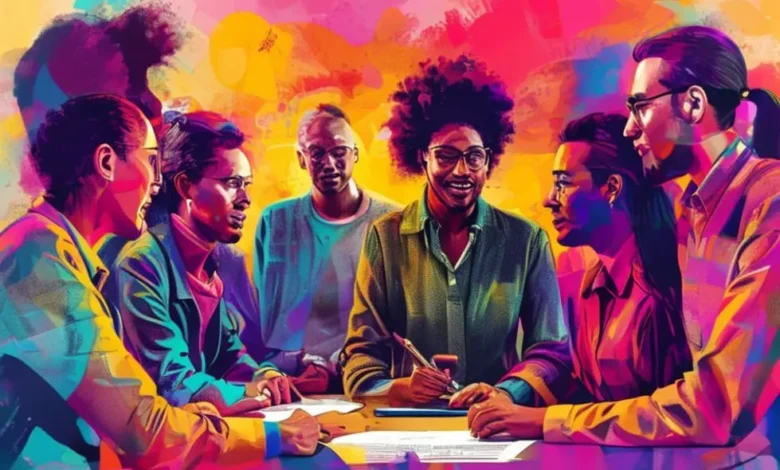 Mentores e mentorados em uma discussão dinâmica.