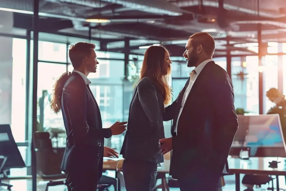 Mentor orientando mentee em conceito empresarial complexo.