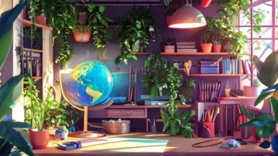 Imagem de um local de trabalho moderno e sustentável.