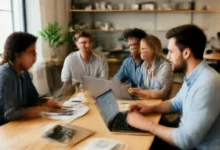 Espaço de trabalho colaborativo para nômades digitais.