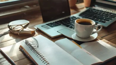 Espaço de trabalho organizado, simbolizando foco e produtividade.