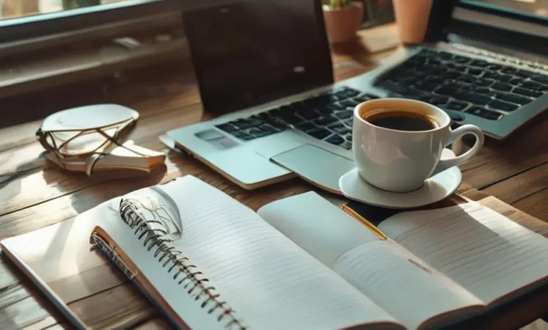 Espaço de trabalho organizado, simbolizando foco e produtividade.