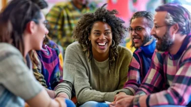 Grupo engajado em uma sessão de mentoria empresarial.