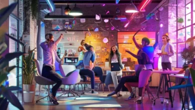 Celebração do sucesso entre empreendedores digitais.