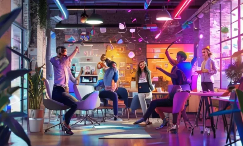 Celebração do sucesso entre empreendedores digitais.