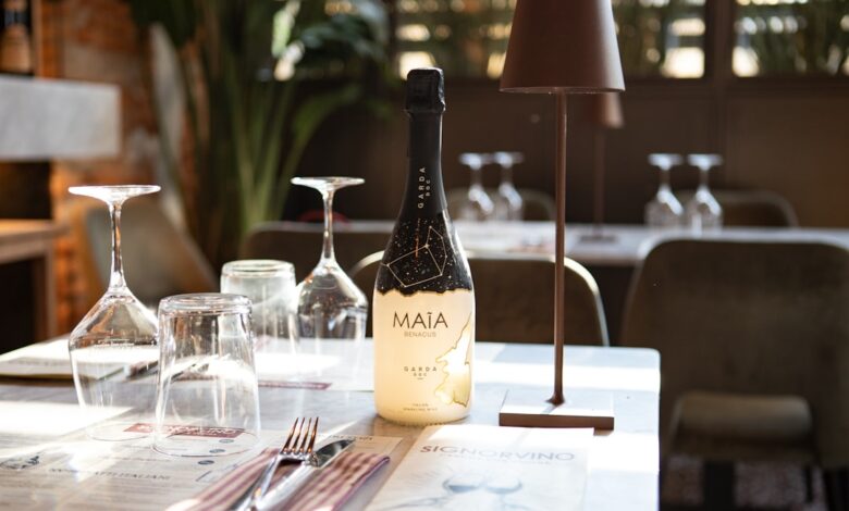 a bottle of wine sitting on top of a table