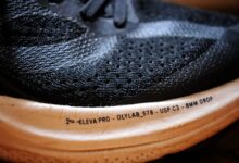 A close up of a shoe with a rubber sole